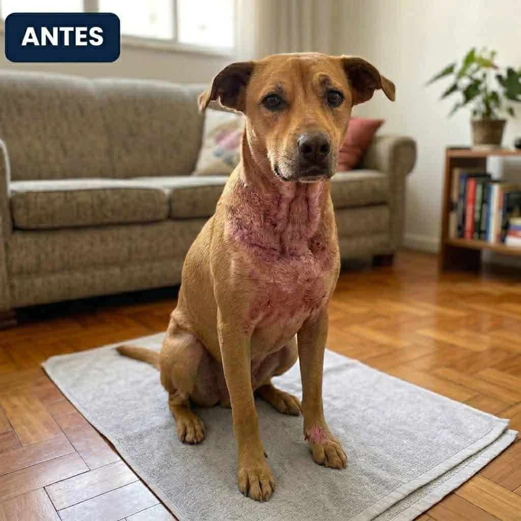 Cão com dermatite atópica severa - antes do tratamento